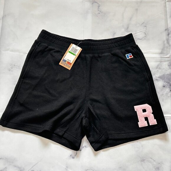 #169 NWT Russell Athletic Varisty Letter Short in Black - Picture 1 of 4